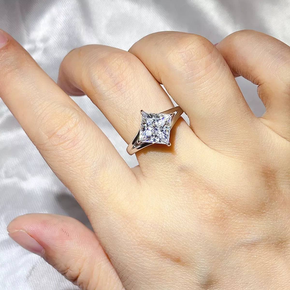 3 Carat Sterling Silver Moissanite Ring in Silver - women's ring