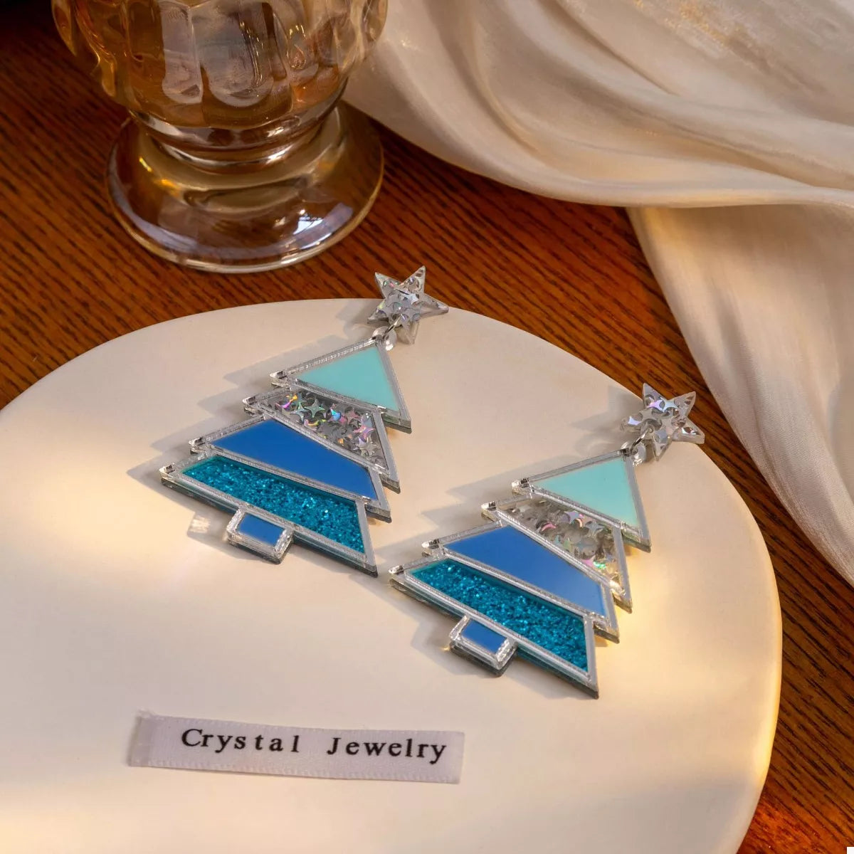 Christmas Tree Dangle Earrings - alternate earring view