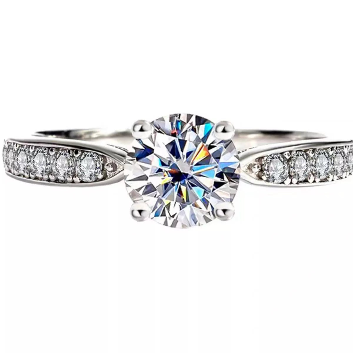 1 Carat Sterling Silver Moissanite Ring - alternate ring view