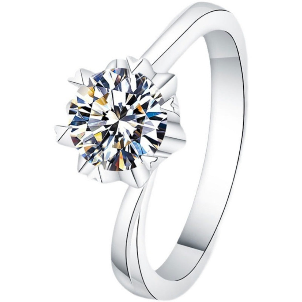 1 Carat Sterling Silver Moissanite Ring - alternate ring view