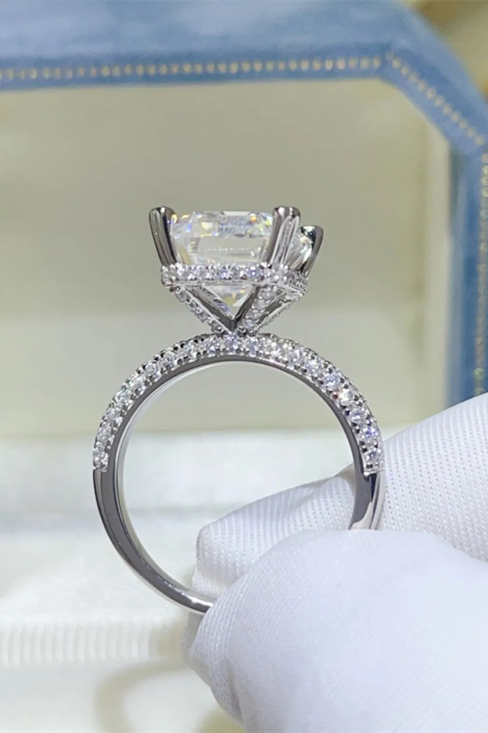 5 Carat Moissanite Sterling Silver Ring in Silver - women's ring