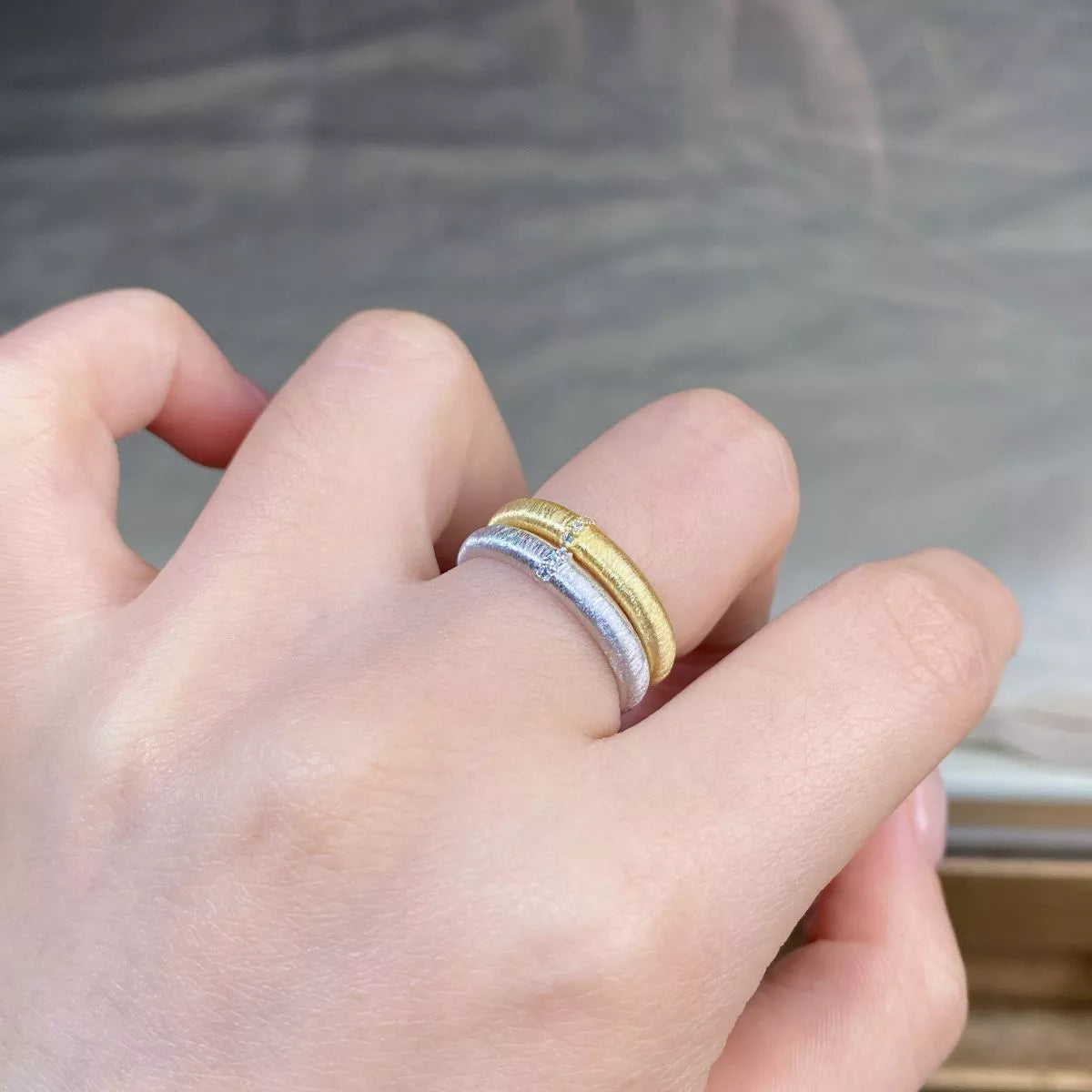 Sterling Silver Zircon Ring in Gold - women's ring
