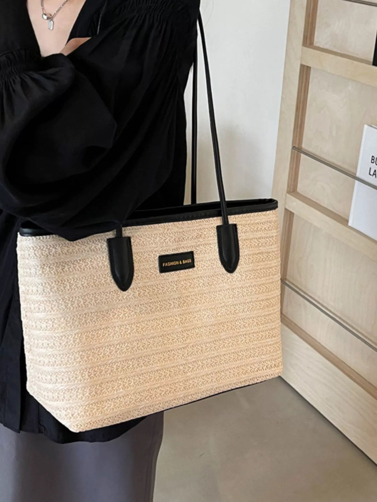 Woven Straw Tote Bag - alternate product view