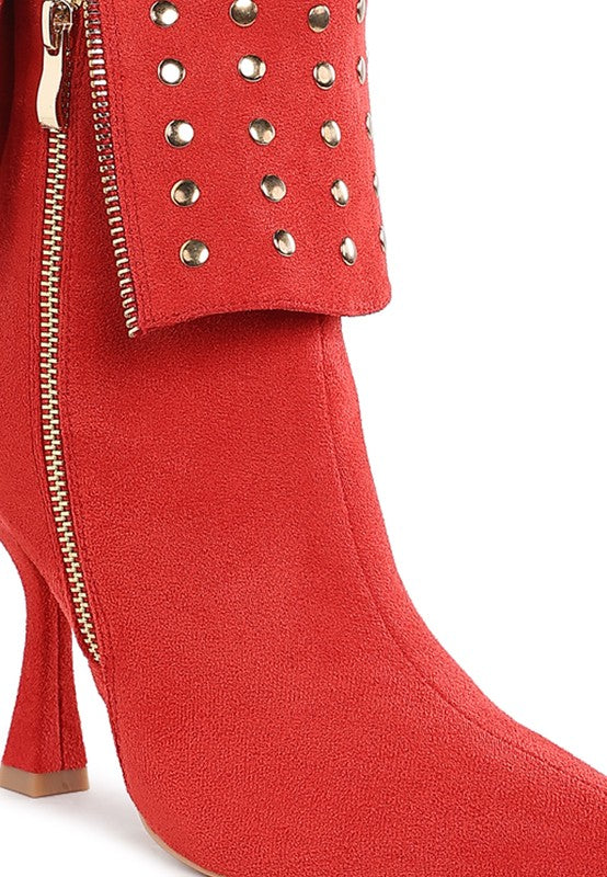 Stud Foldover Ankle Boots