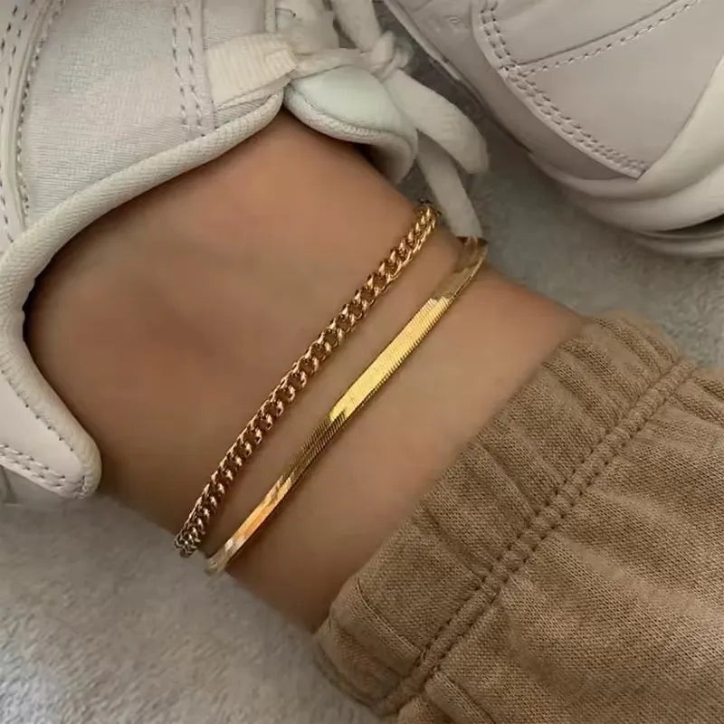 18K Gold-Plated Ankle Bracelet in Gold - women's bracelet