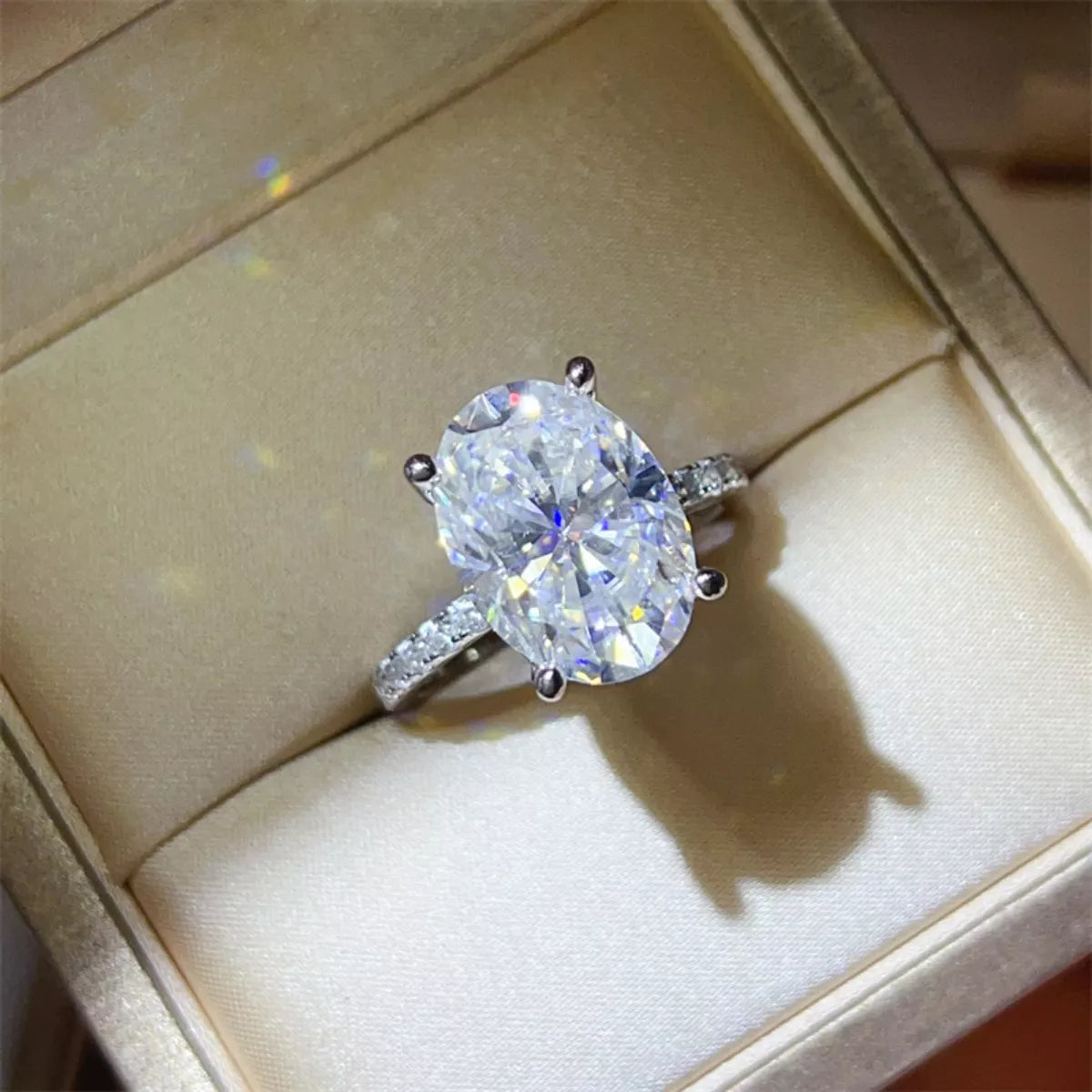 8 Carat Moissanite Sterling Silver Ring in Silver - women's ring