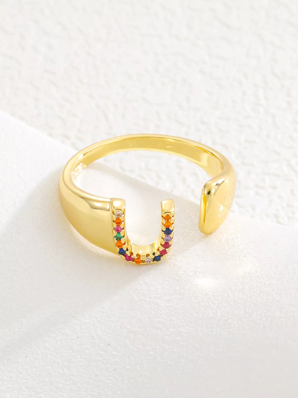 18K Gold-Plated Zircon Letter Ring in X - women's ring