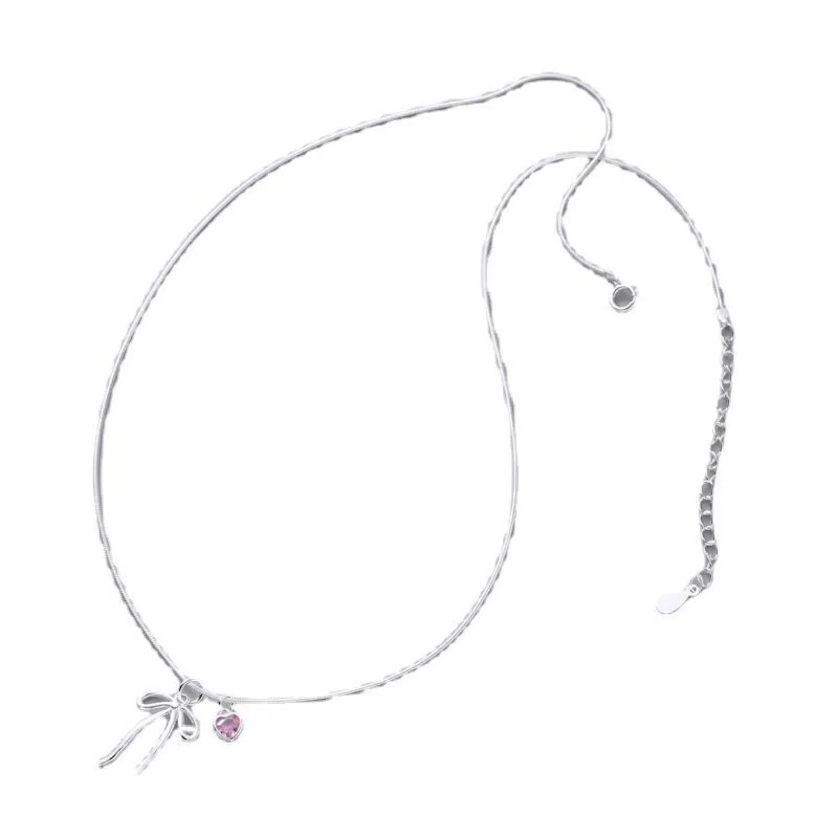 Bow & Heart Pendant Necklace - alternate necklace view