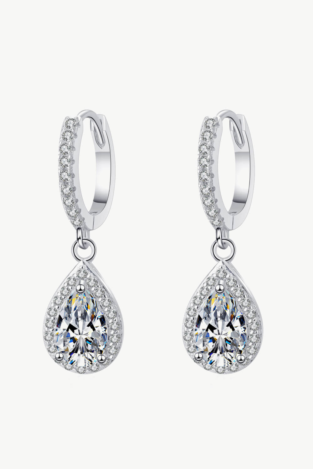 Moissanite Teardrop Earrings in Silver - women's drop earrings