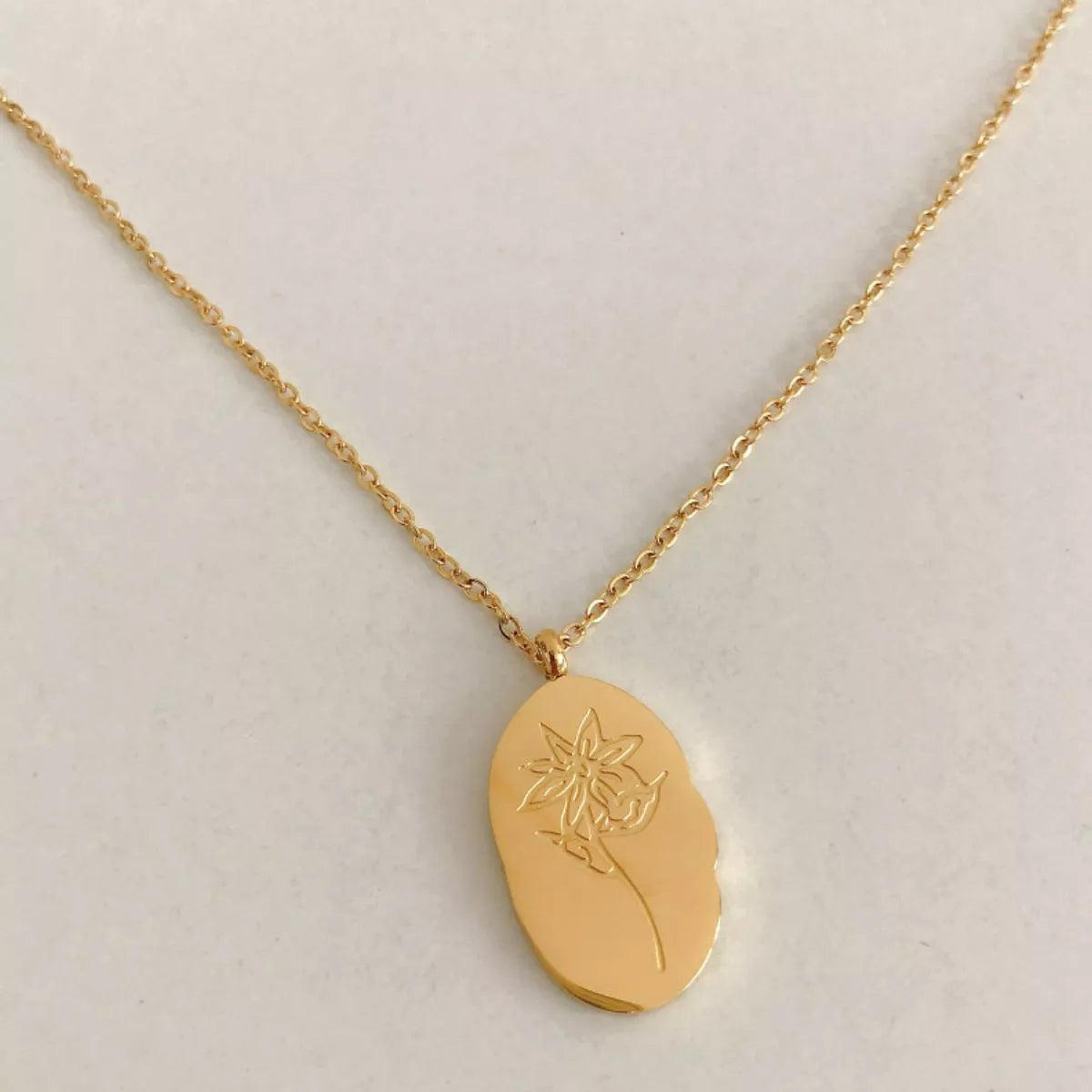 18K Gold-Plated Engraved Pendant Necklace - alternate necklace view