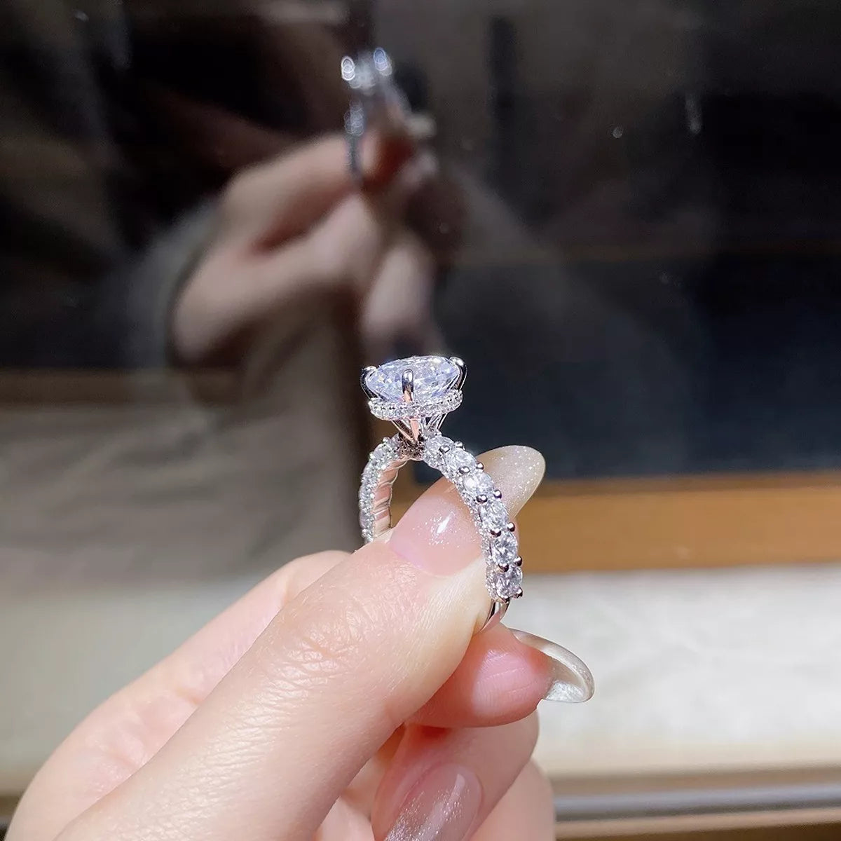 3 Carat Sterling Silver Moissanite Ring - alternate ring view