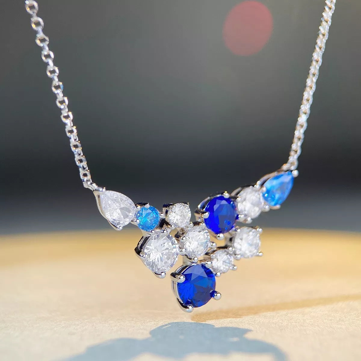 Sterling Silver Zircon Pendant Necklace - alternate necklace view