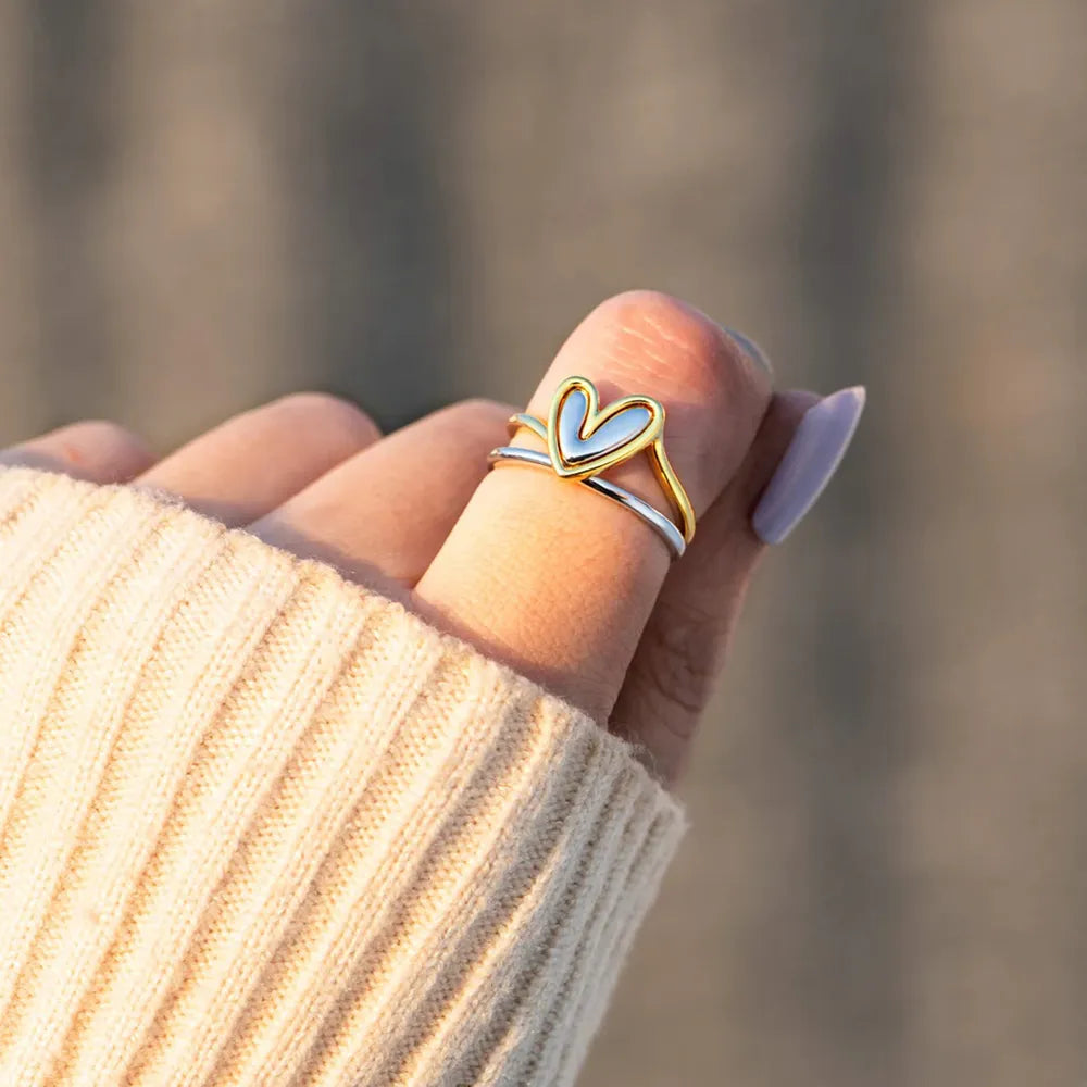 Heart Shape Irregular Sterling Silver Ring - alternate ring view