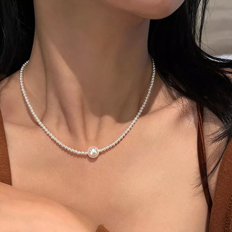 Pearl Bead Choker Necklace - alternate necklace view