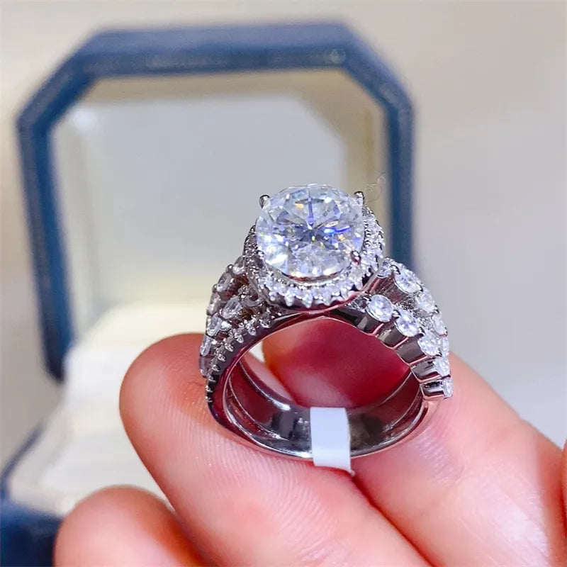 3 Carat Moissanite Sterling Silver Layered Ring in Silver - women's ring