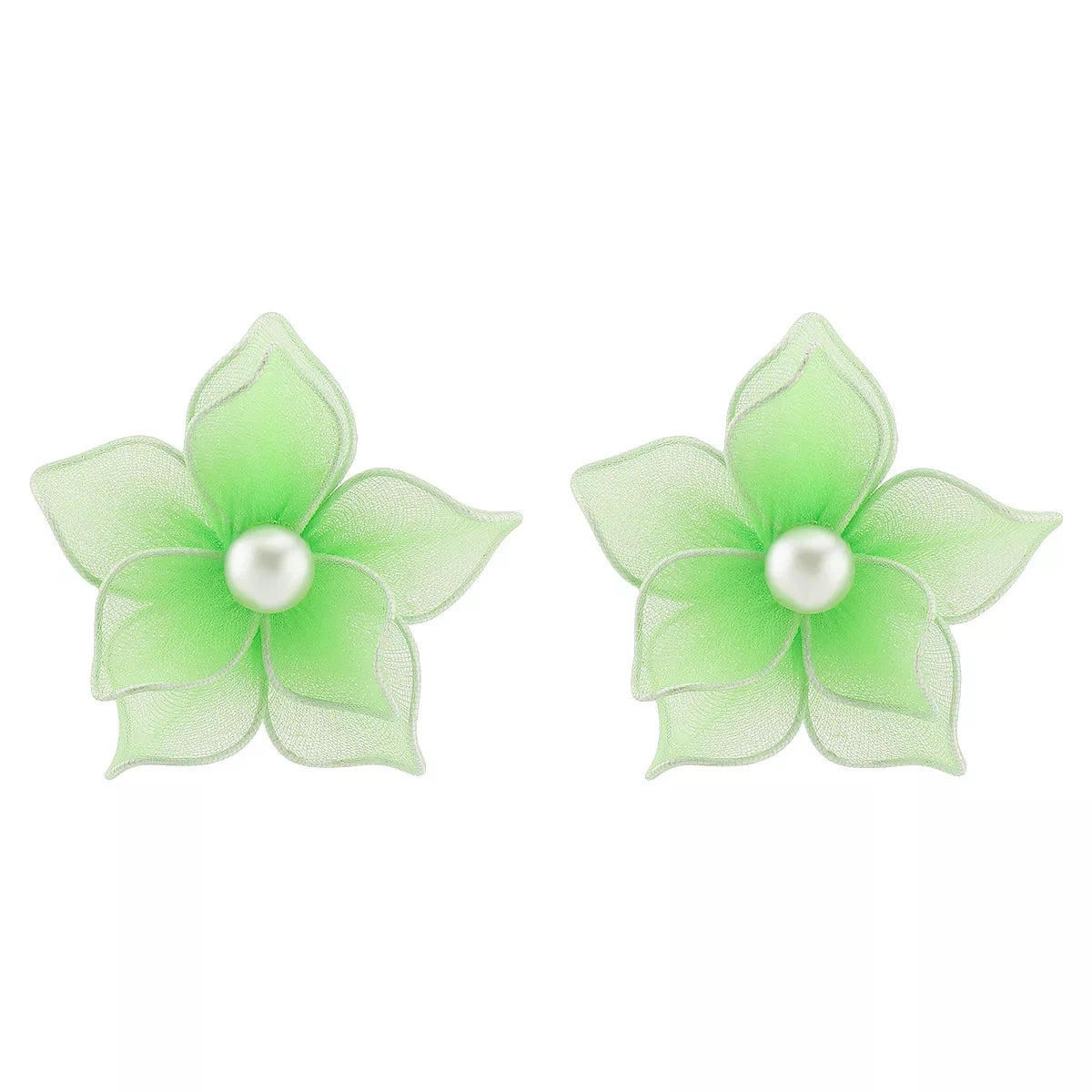 Flower Pearl Stud Earrings - alternate earring view