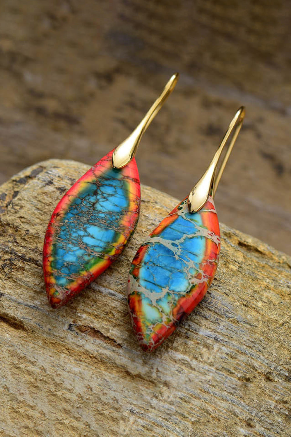Handmade Natural Stone Dangle Earrings - alternate earring view