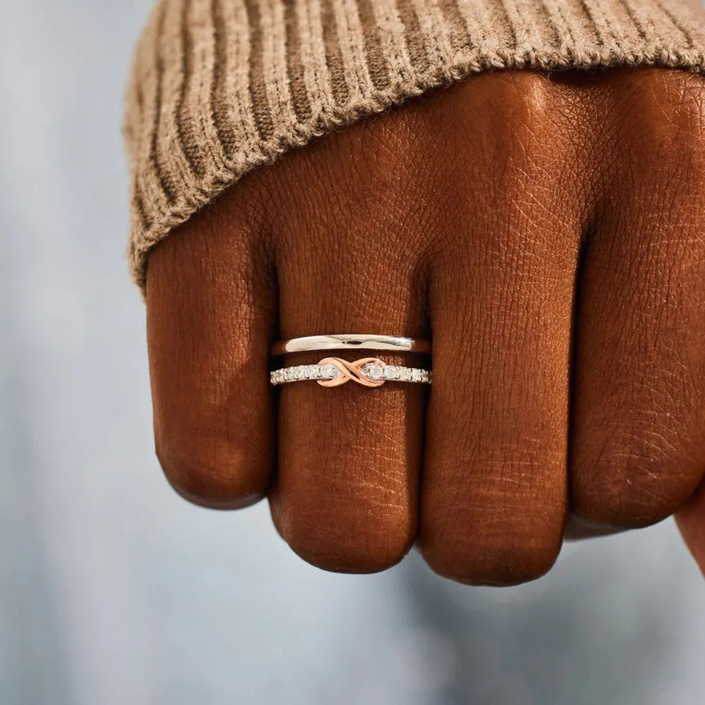 Double-Layered Zircon Sterling Silver Ring in Silver - women's ring