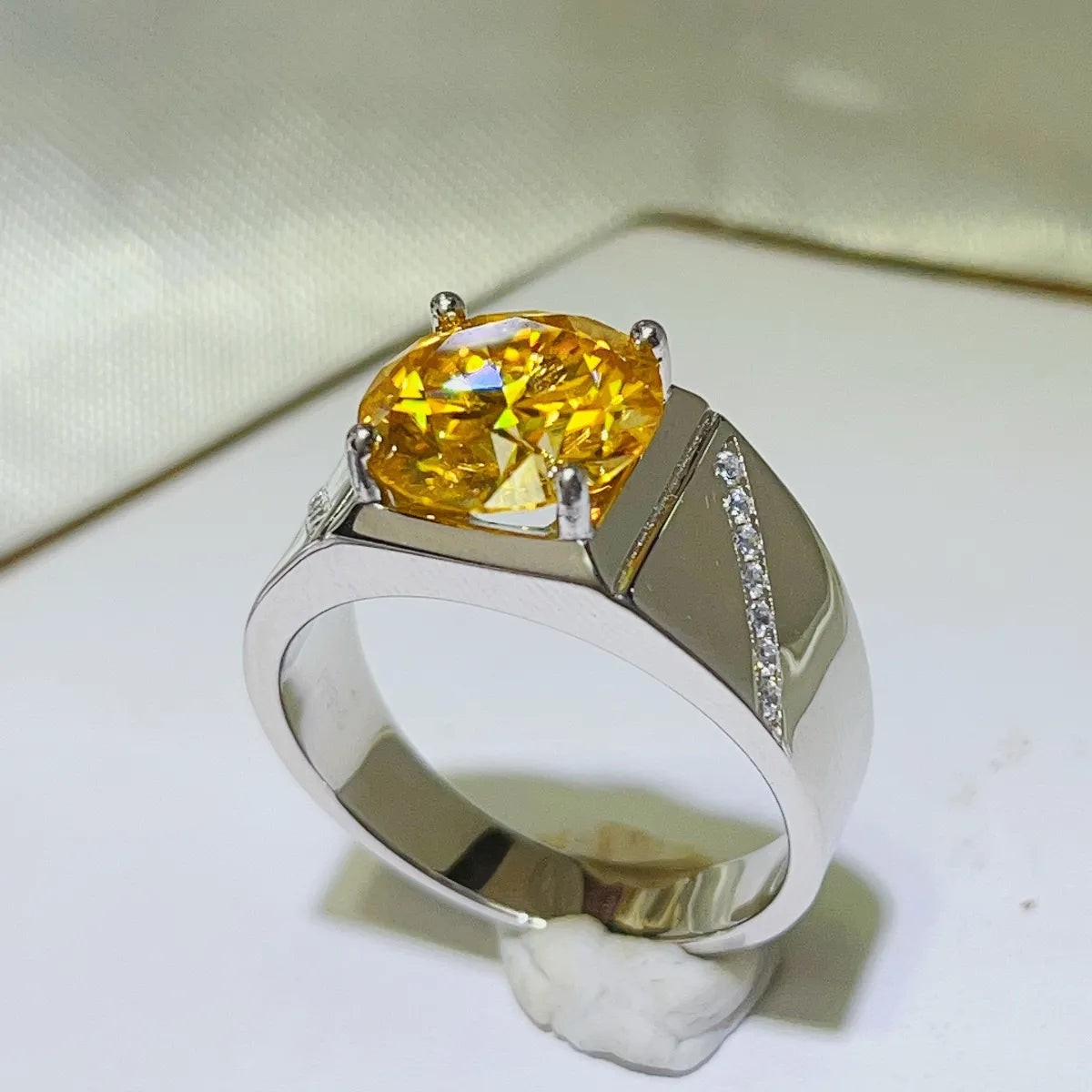 5 Carat Moissanite Sterling Silver Ring in Yellow - women's ring