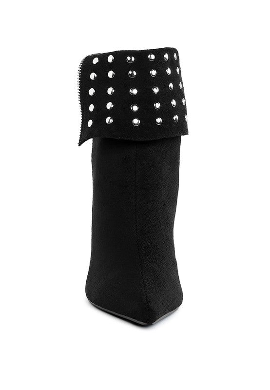 Stud Foldover Ankle Boots