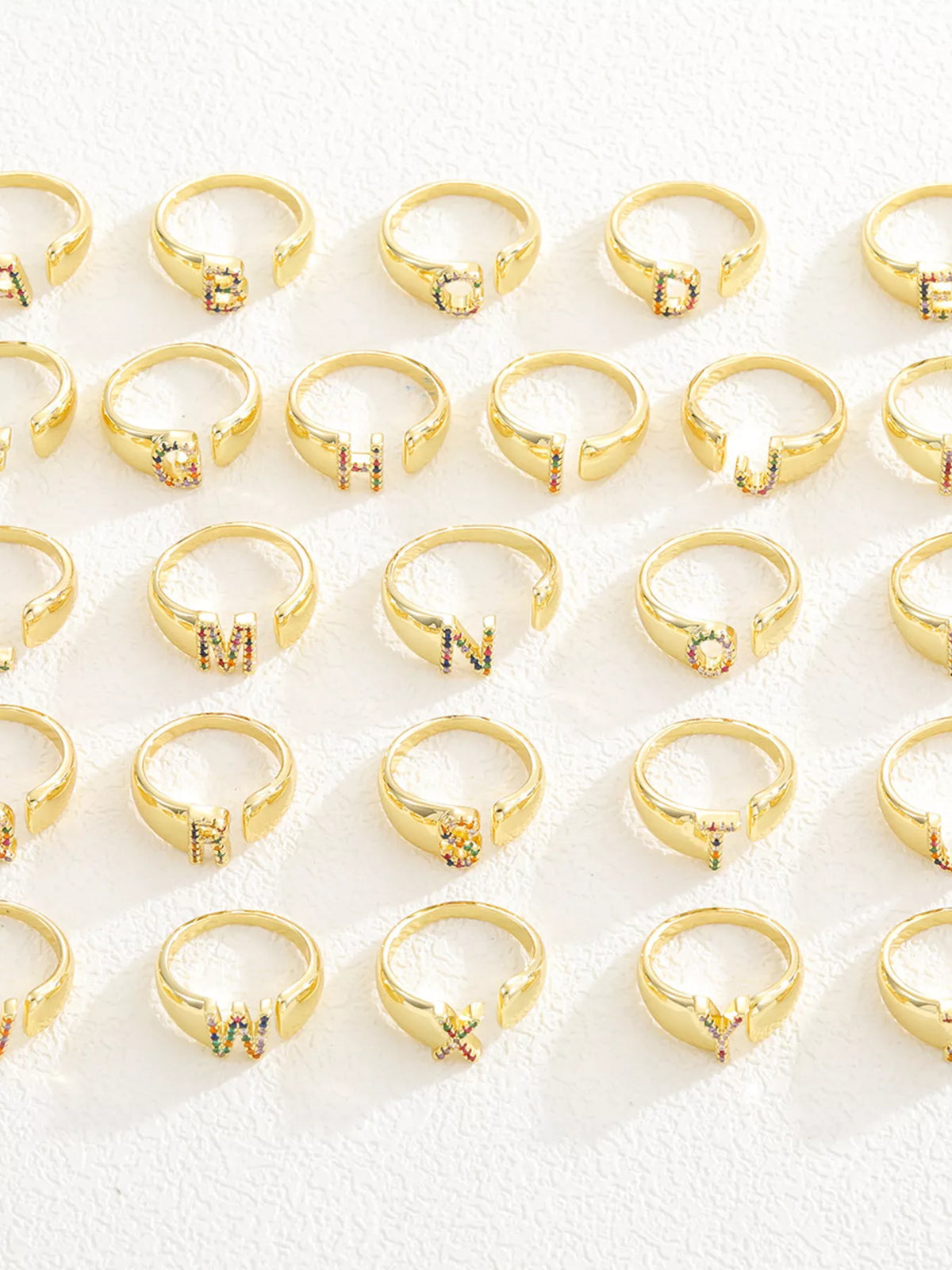 18K Gold-Plated Zircon Letter Ring in C - women's ring