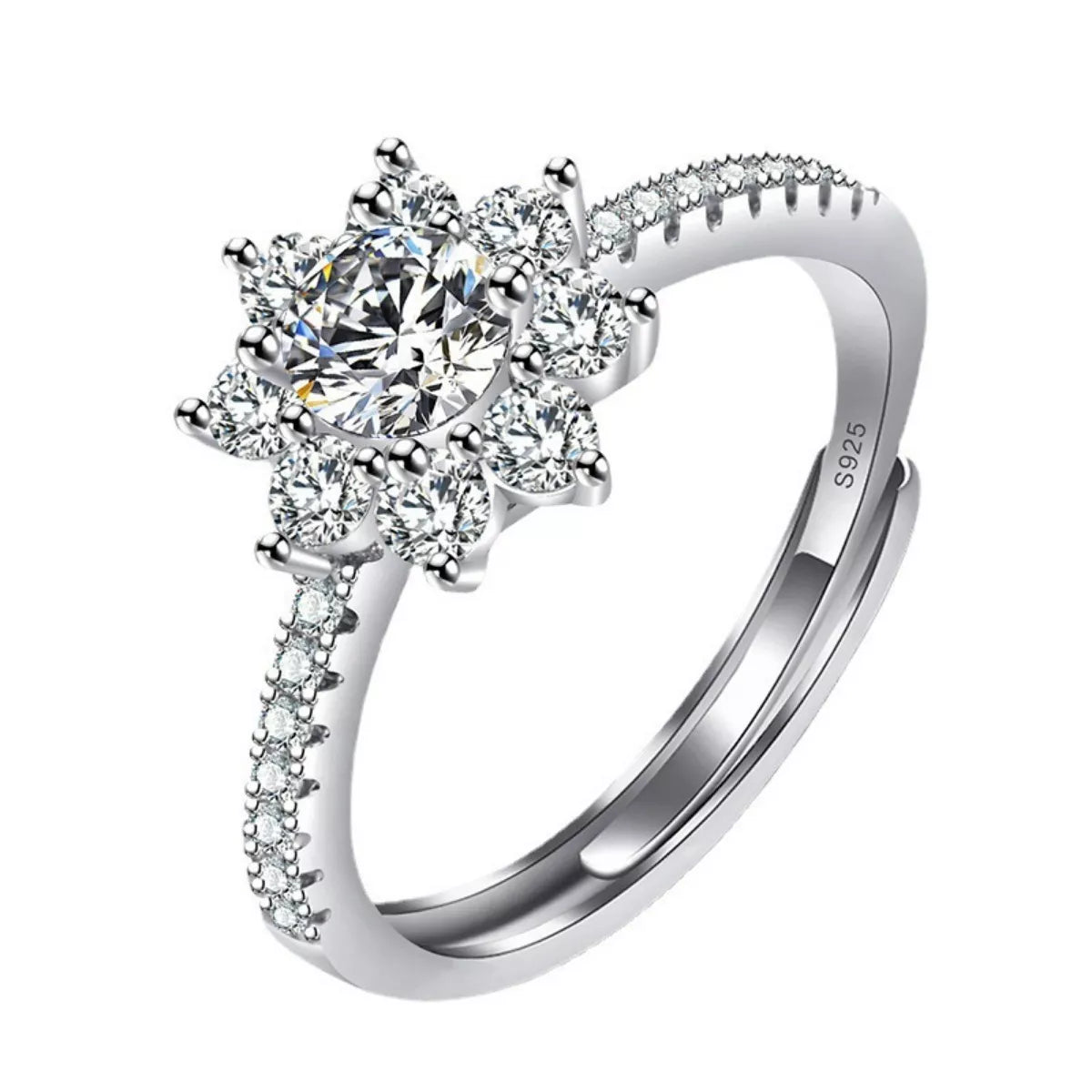 1 Carat Moissanite Sterling Silver Ring - alternate ring view