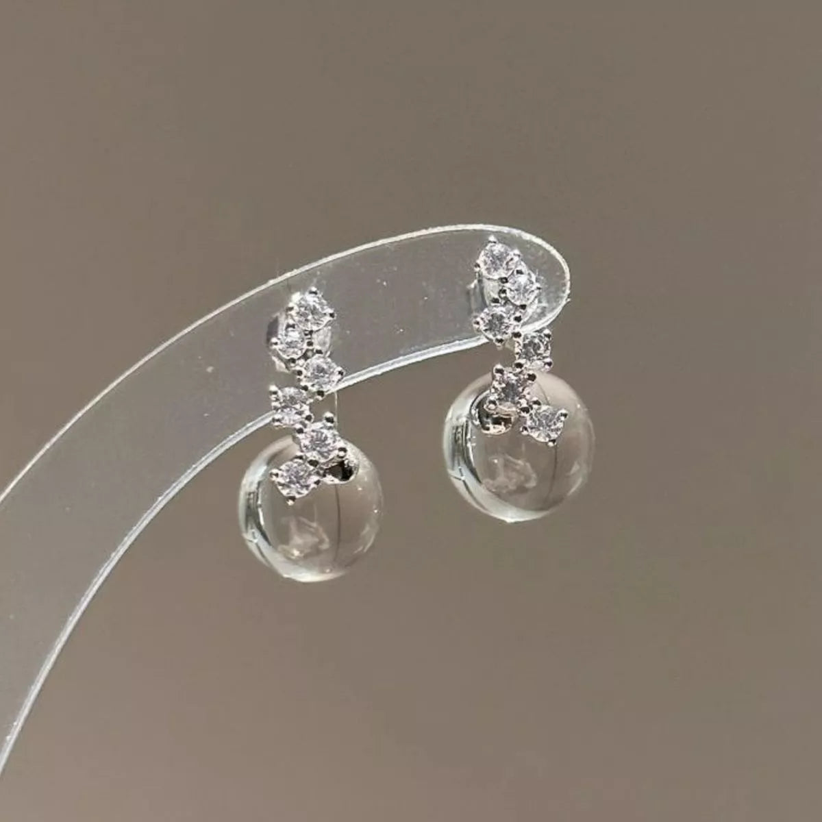 Crystal Ball Drop Earrings - alternate earring view