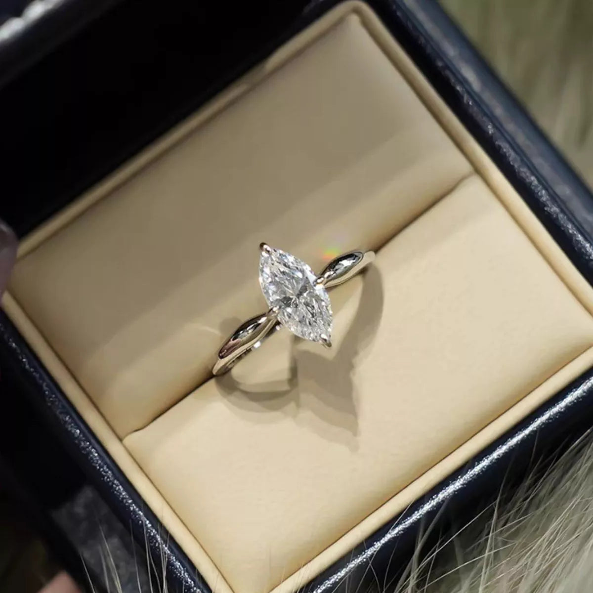 2 Carat Moissanite Sterling Silver Ring in Silver - women's ring