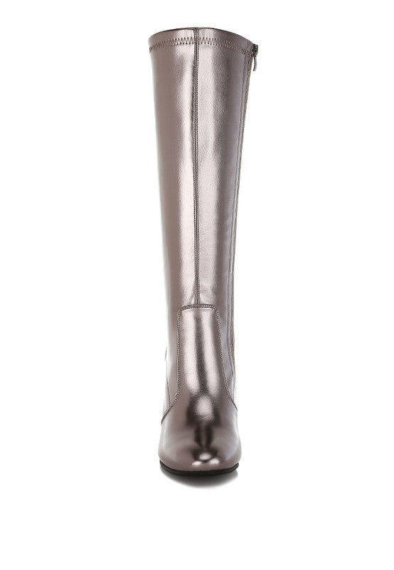 Metallic Pleather Long Boots