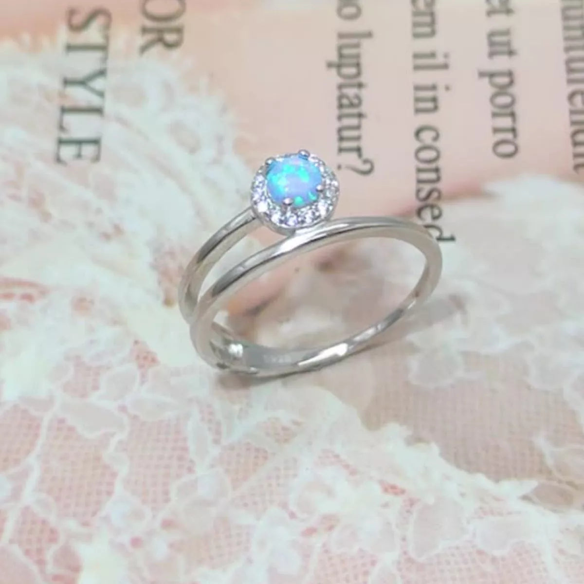 Sterling Silver Opal Ring in Silver - women's ring