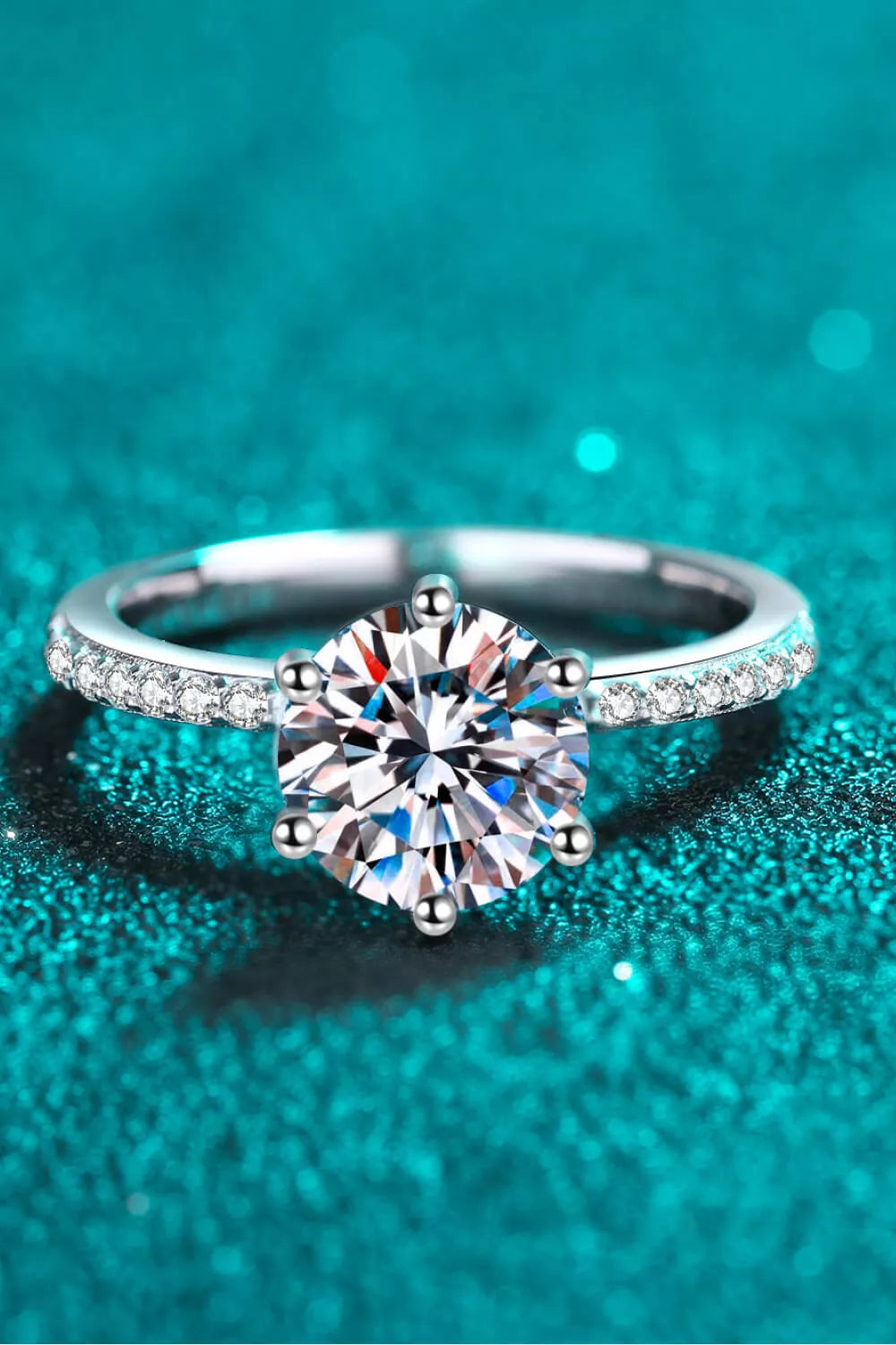 Sterling Silver 2 Carat Moissanite Ring in Silver - women's ring
