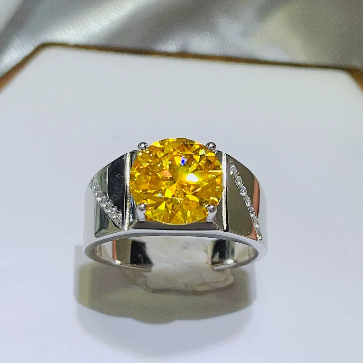 5 Carat Moissanite Sterling Silver Ring - alternate ring view
