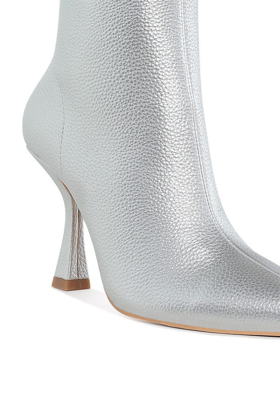 Metallic Pointed Toe Ankle Boots