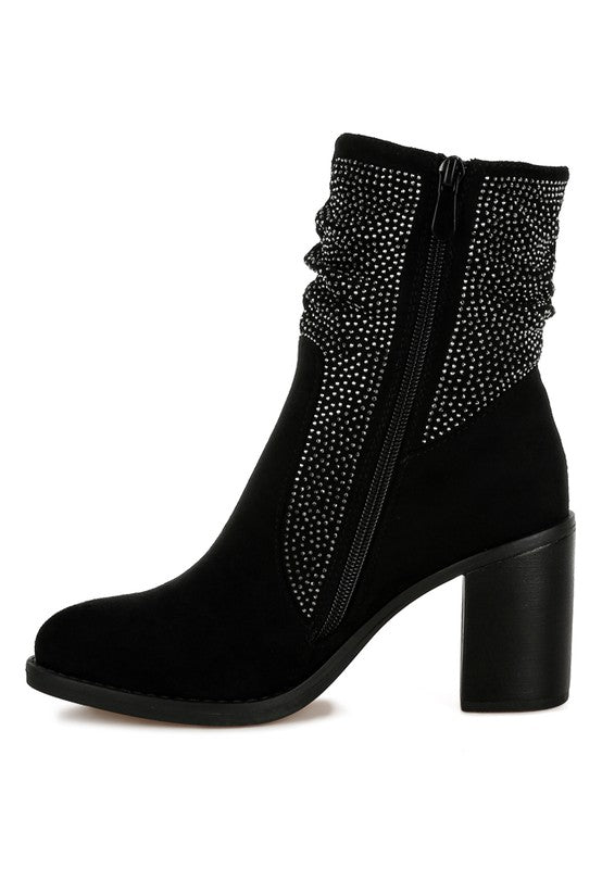 Rhinestone Slouchy Ankle Boots