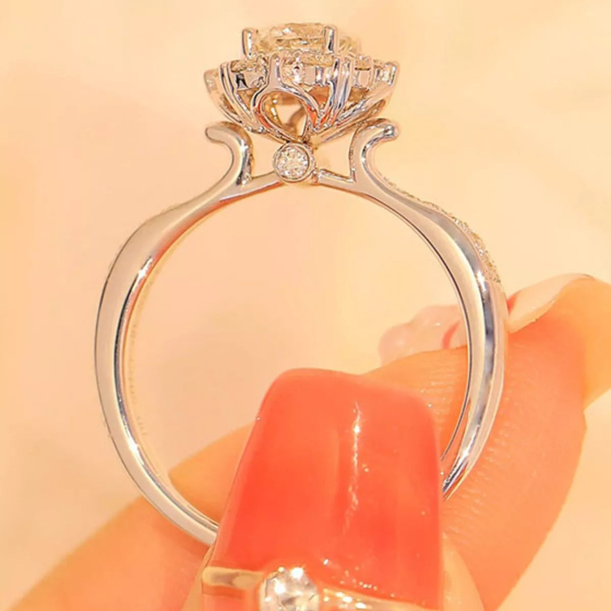 1 Carat Moissanite Sterling Silver Ring - alternate ring view