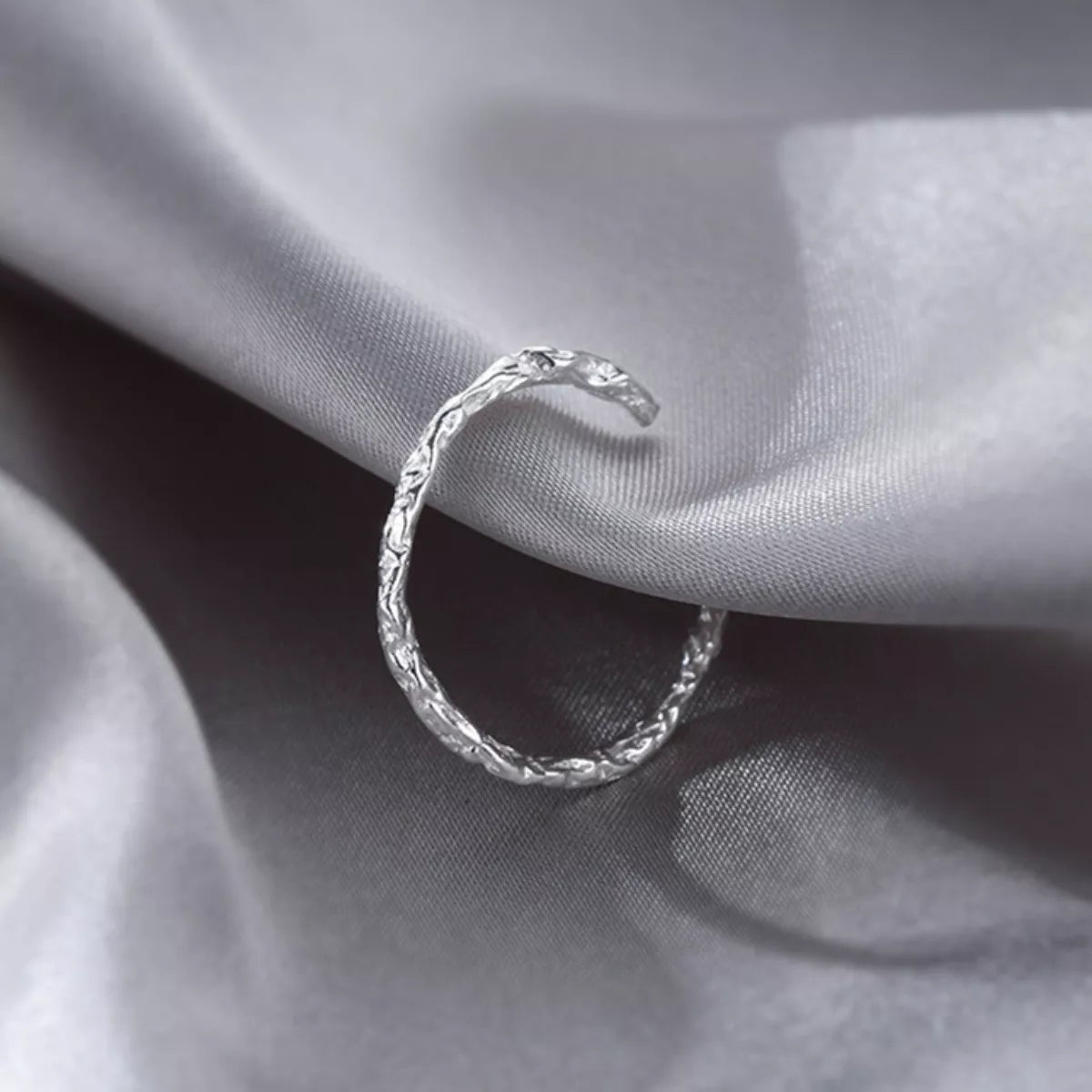 Sterling Silver Textured Open Ring - alternate ring view