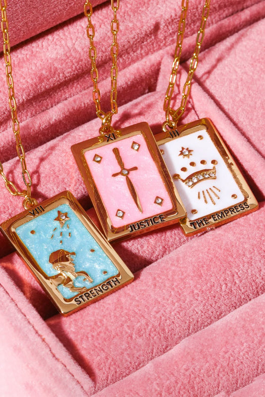 Tarot Card Pendant Copper Necklace in White - women's pendant necklace