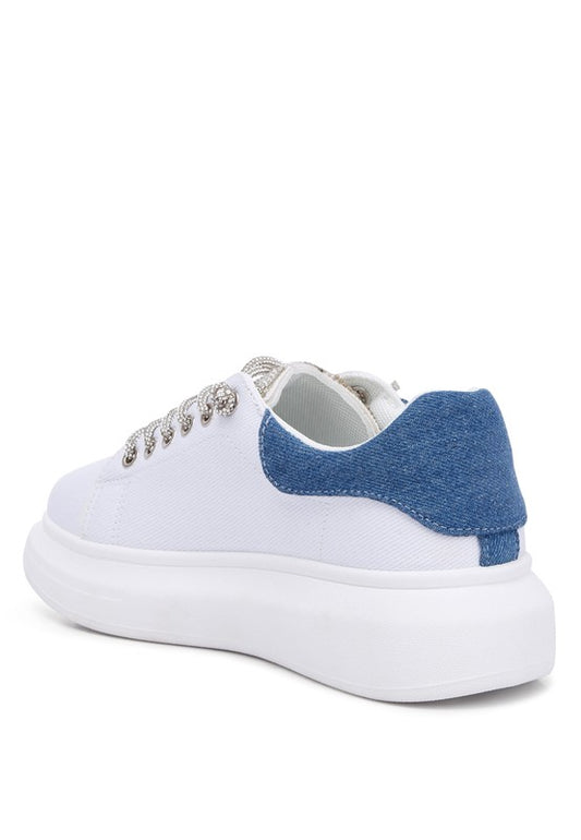 Rhinestones Lace-Up Sneakers