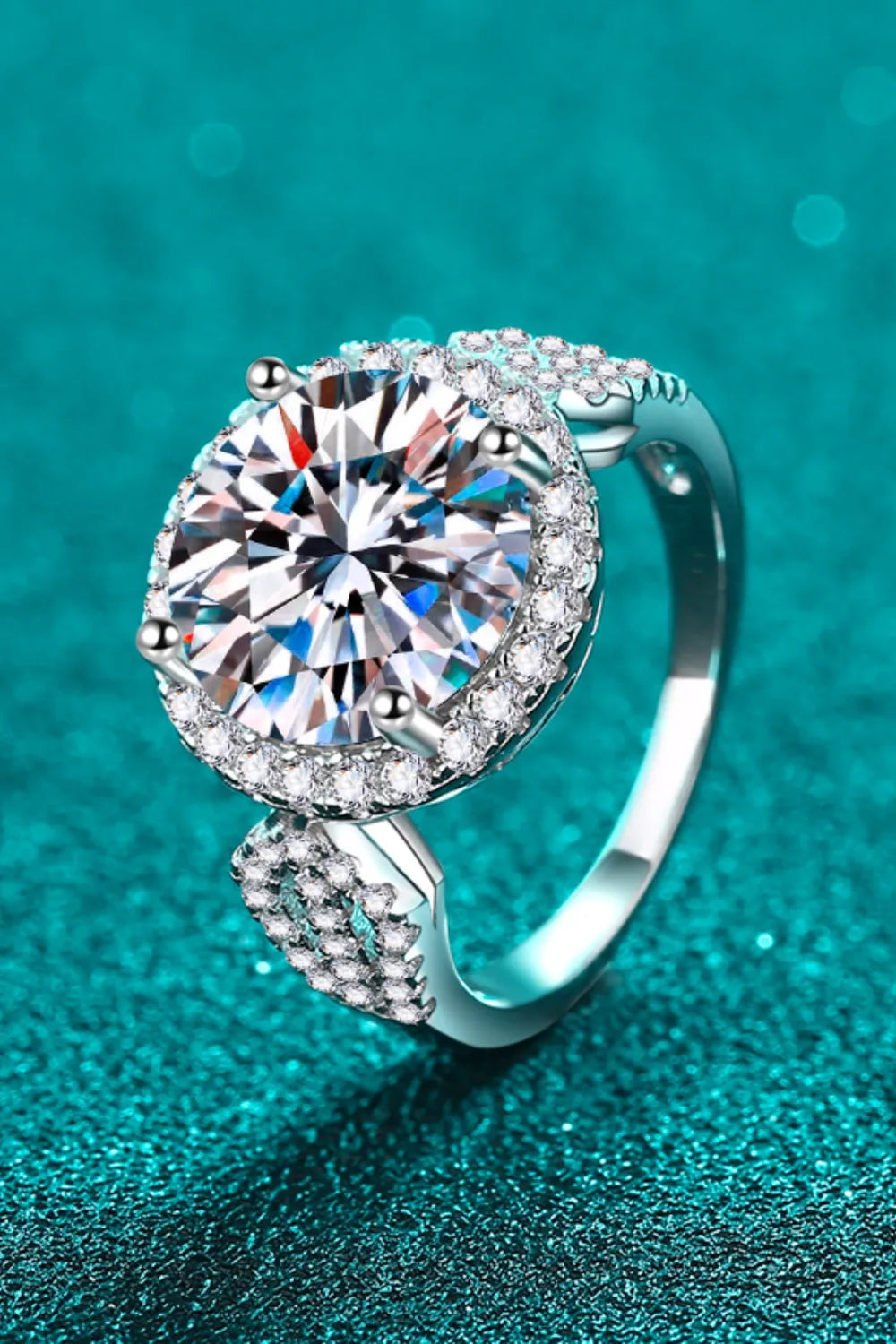 5 Carat Moissanite Sterling Silver Ring in Silver - women's ring