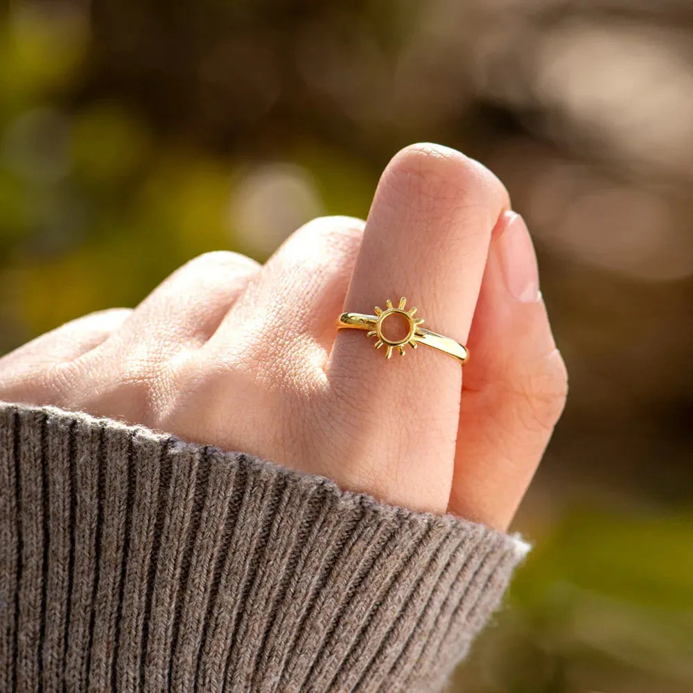 Sun Shape 18K Gold-Plated Ring - alternate ring view