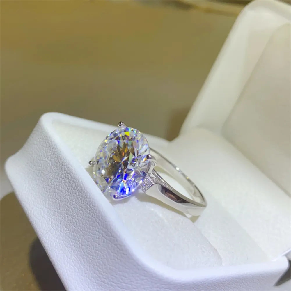 10 Carat Moissanite Sterling Silver Ring in Silver - women's ring