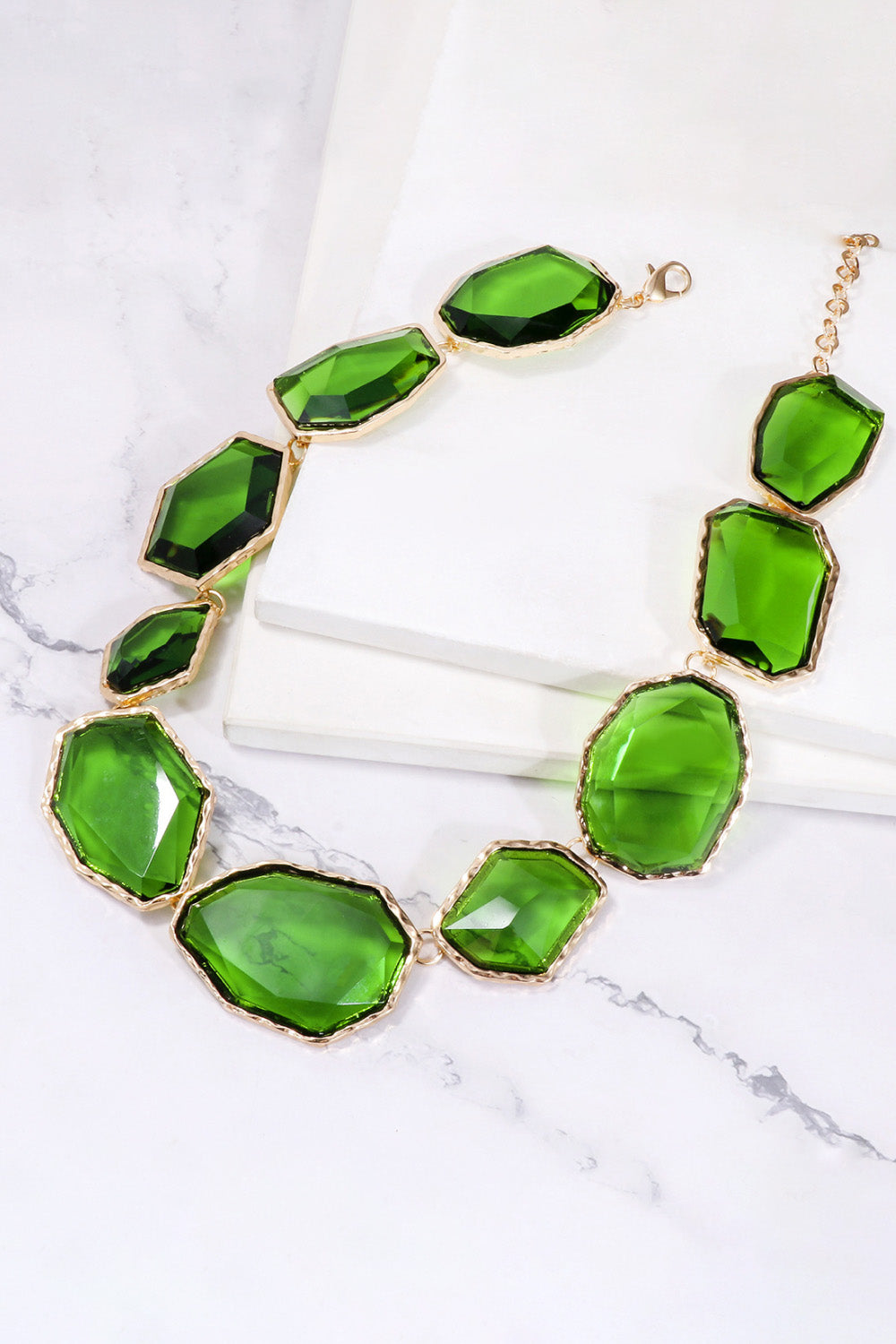 Geometric Shape Zinc Alloy Frame Resin Necklace in Hot Pink - women's necklace