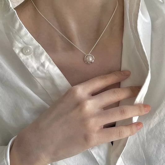 Sterling Silver Pearl Pendant Necklace - alternate necklace view