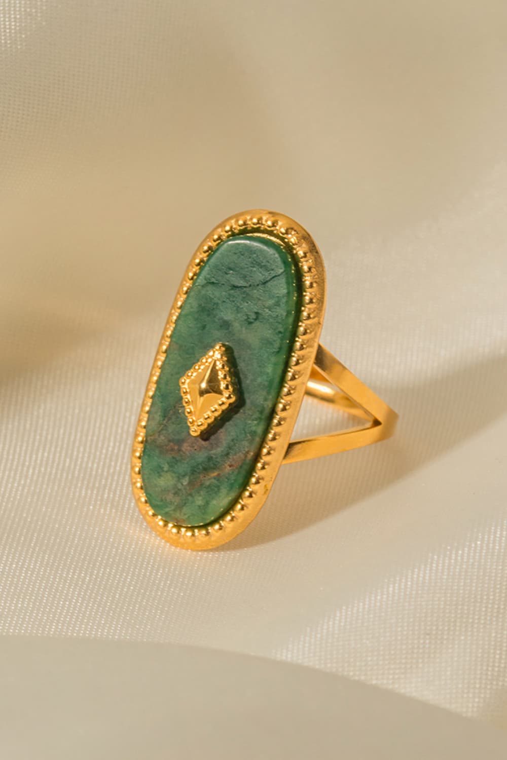 Natural Stone Copper Ring in Green - women's ring