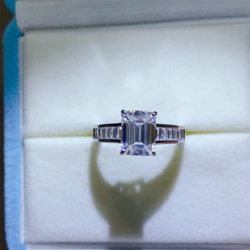 3 Carat Moissanite Sterling Silver Ring in Silver - women's ring