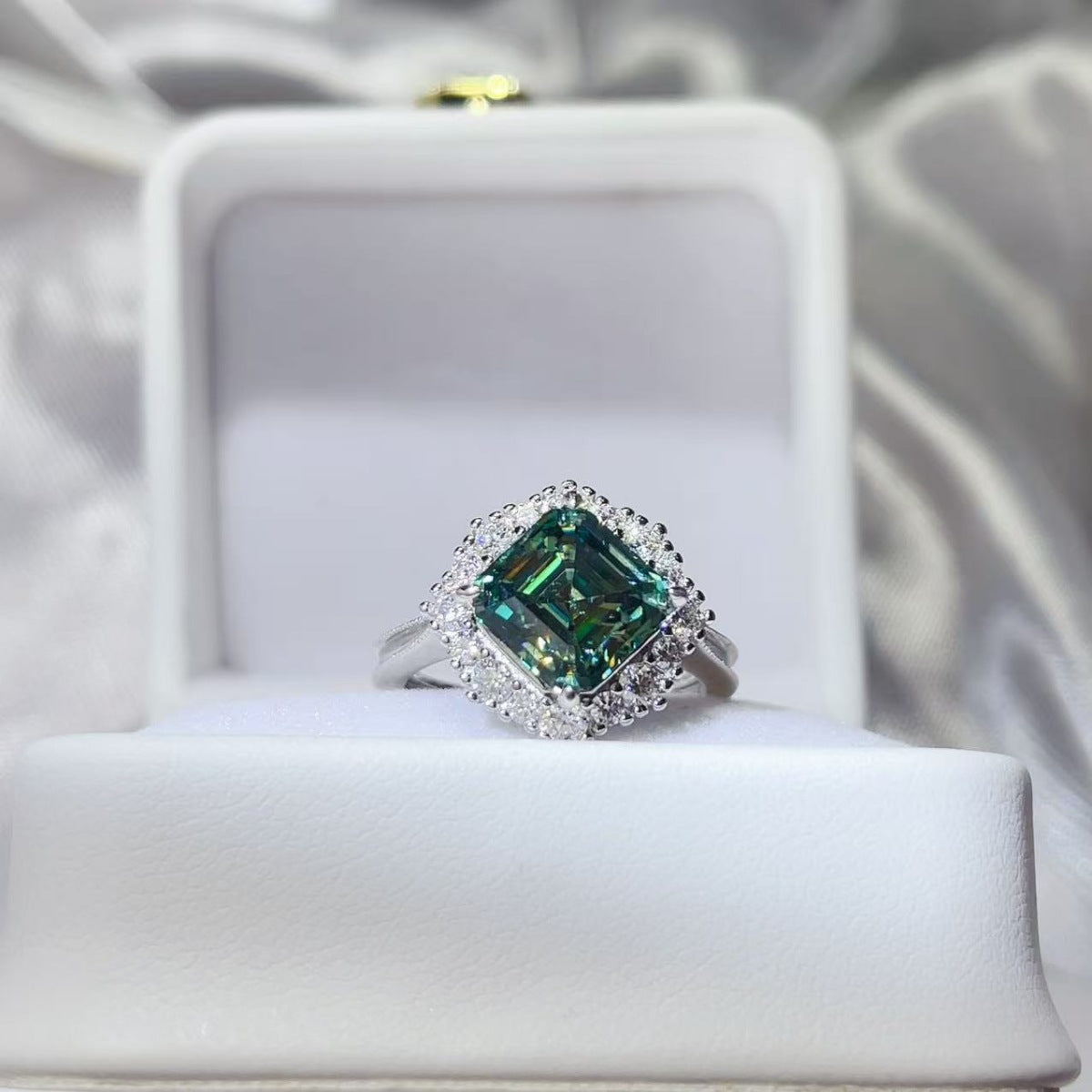 3 Carat Moissanite Sterling Silver Ring in Silver - women's ring