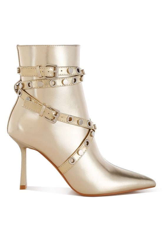 Studs Harness Ankle Boots