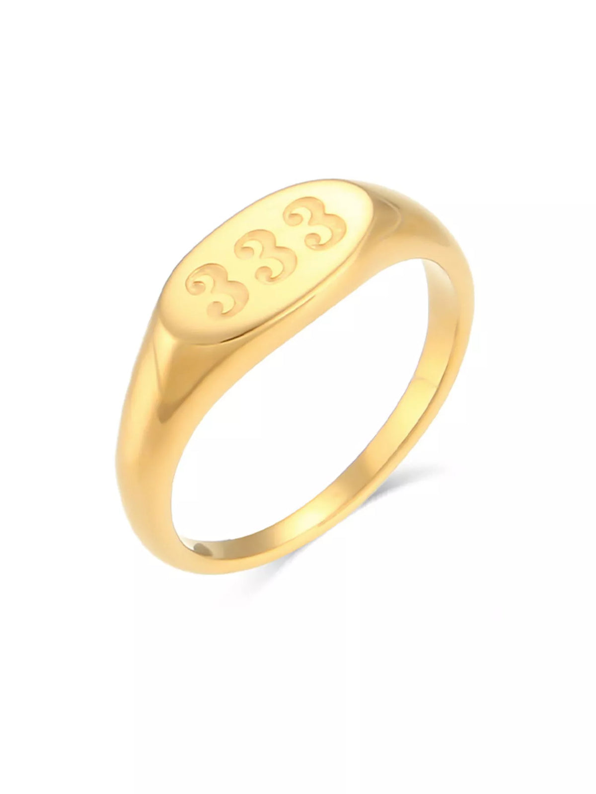 18K Gold-Plated 333 Number Signet Ring - alternate ring view