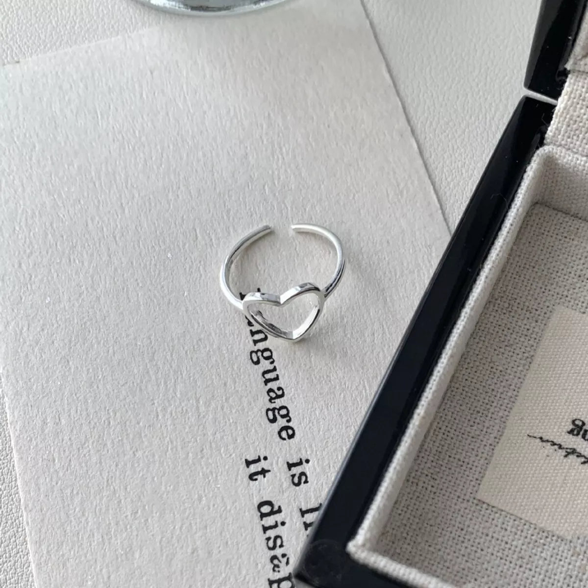 Sterling Silver Heart Open Ring - alternate ring view