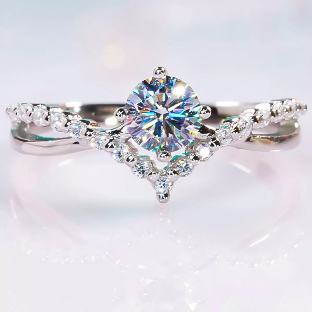 Moissanite Sterling Silver Ring - alternate ring view